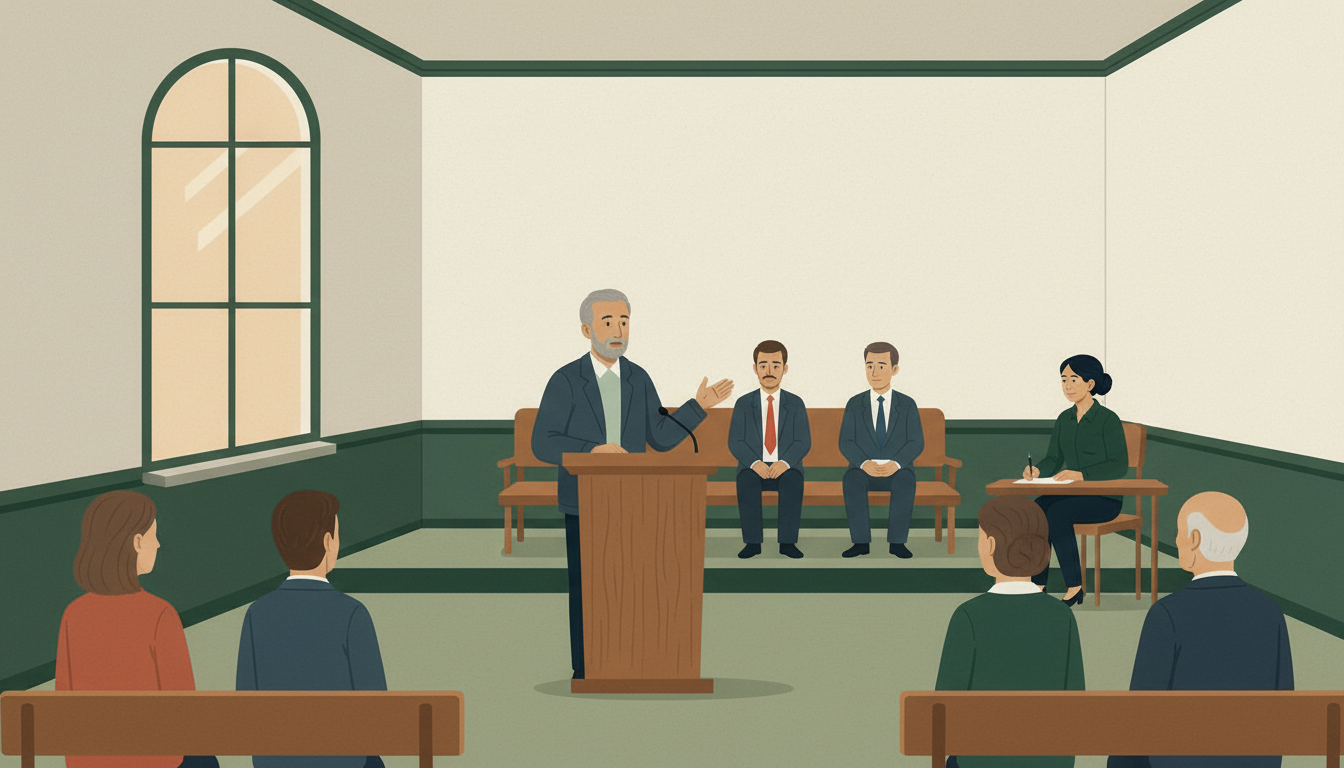 A resident speaks at a lectern during a municipal hearing.